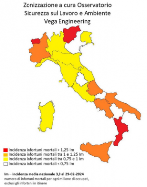 La mappa a colori del rischio morti bianche